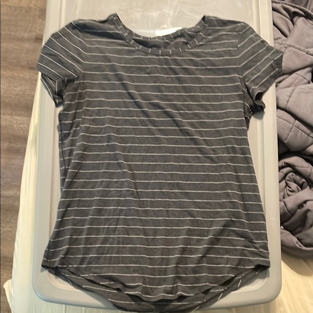 Lululemon Gray Striped Workout Tee